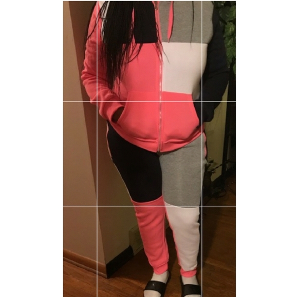 Colored blocked jogger set (PINK&ROYAL BLUE) - Picture 3 of 4